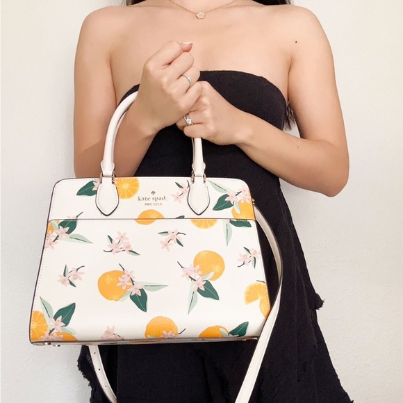 kate spade Handbags - Kate Spade Staci Madison Orange Toss Medium Satchel Crossbody KC698 Cream Multi